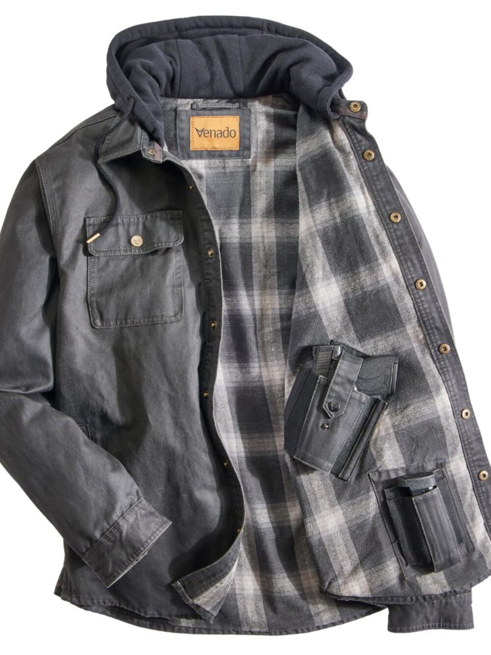 Concealed Carry Smuggler Hooded Chore Coat - Black | Medium